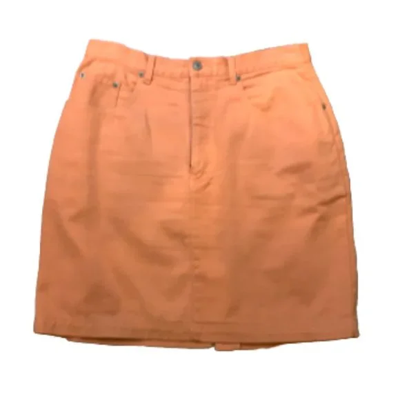 NY & Co 5-Pocket Denim Pencil Skirt Back Split Orange Women’s 14 - Picture 9 of 9
